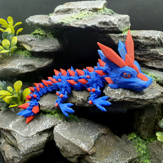 Crystal Articulated Baby Dragon - Azure Flame