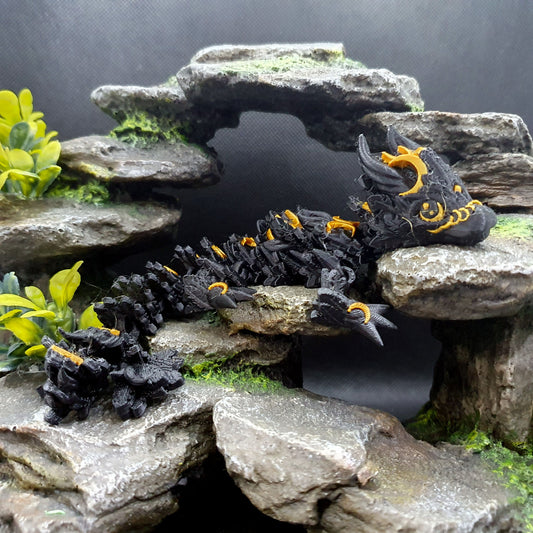 Lunar Articulated Baby Dragon - Obsidian Gold