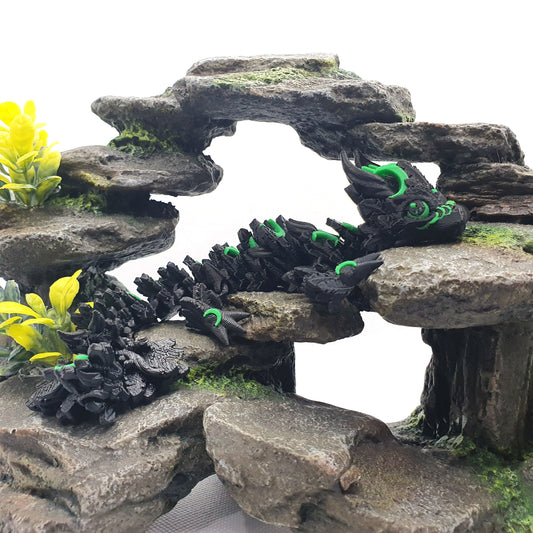 Lunar Articulated Baby Dragon - Obsidian Emerald