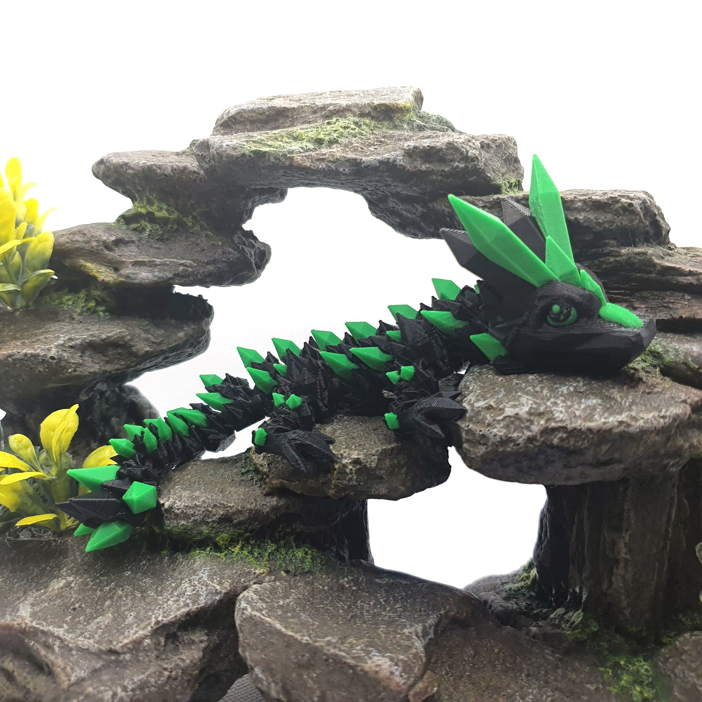 Crystal Articulated Baby Dragon - Obsidian Emerald