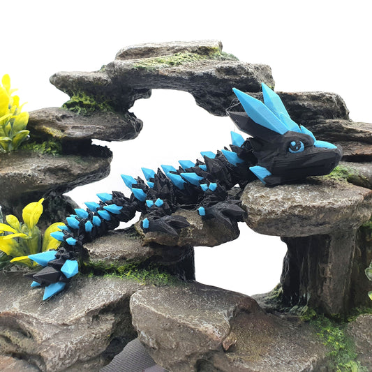 Crystal Articulated Baby Dragon - Obsidian Sky