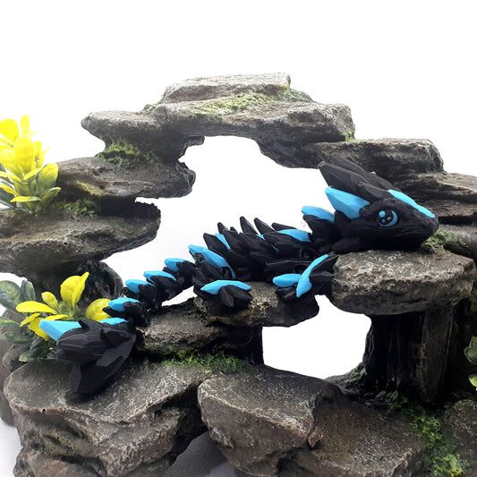 Gemstone Articulated Baby Dragon - Obsidian Sky