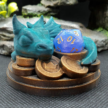 Baby Dragon On Coins Dice Guardian