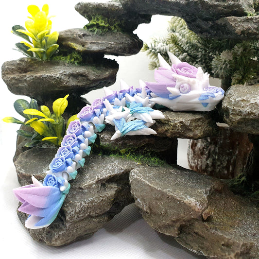 Rose Articulated Baby Dragon - Albino Purple Rainbow