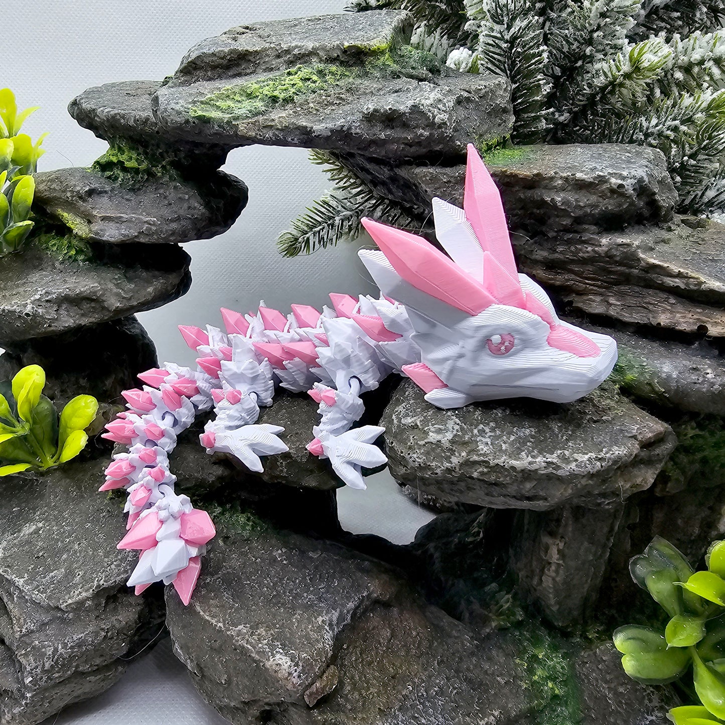 Crystal Articulated Baby Dragon - RoseQuartz