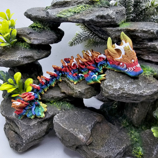 Lunar Articulated Baby Dragon - Rainbow Snow