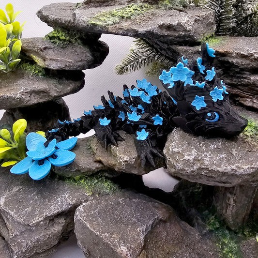 Cherry Blossom Articulated Baby Dragon - Obsidian Sky