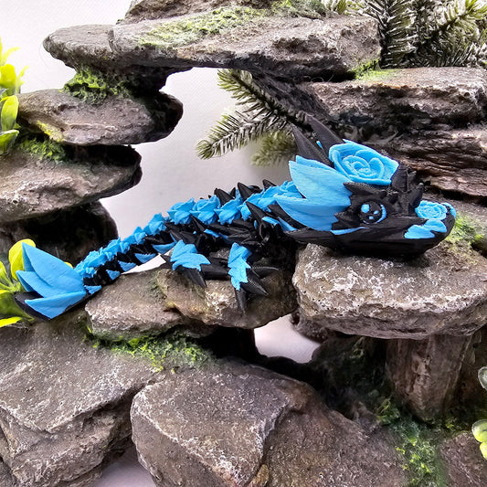 Rose Articulated Baby Dragon - Obsidian Sky