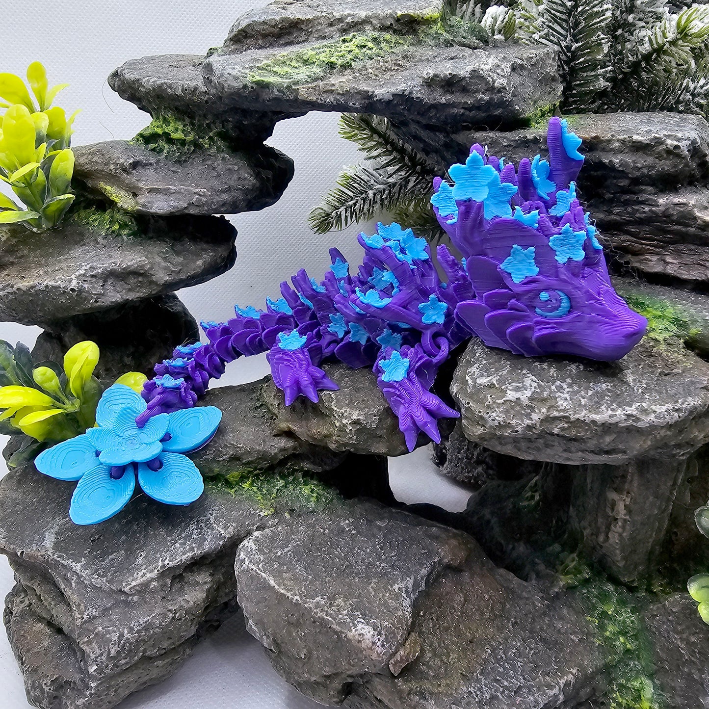 Cherry Blossom Articulated Baby Dragon - Midnight Sky