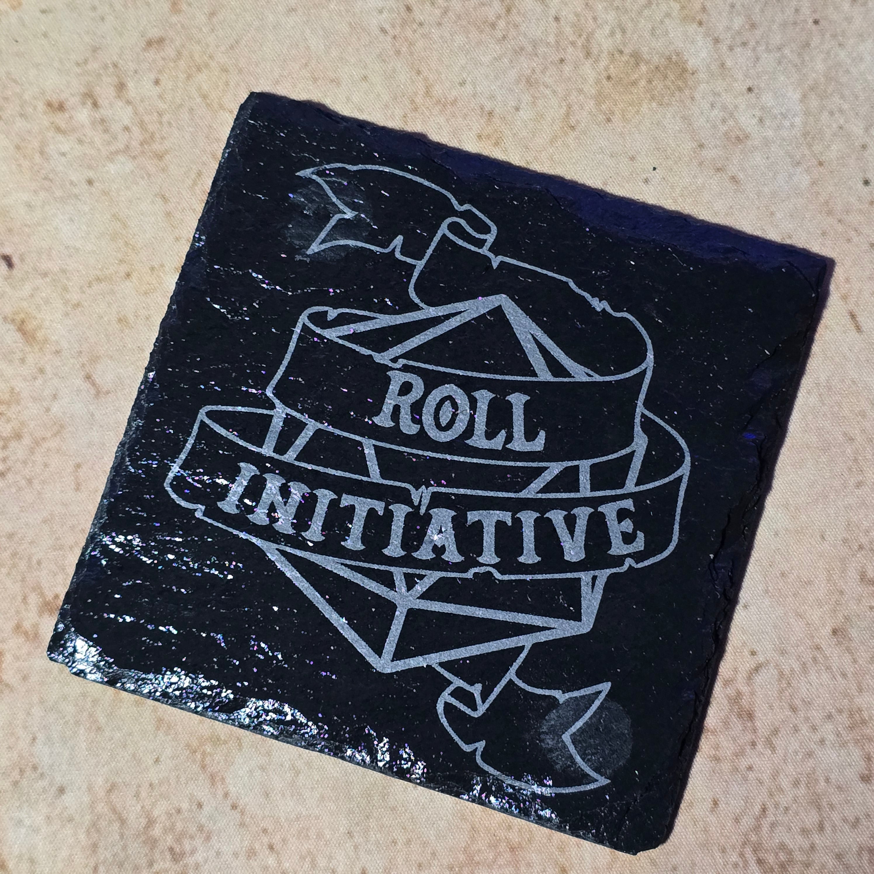 Roll Initiative Slate Coaster