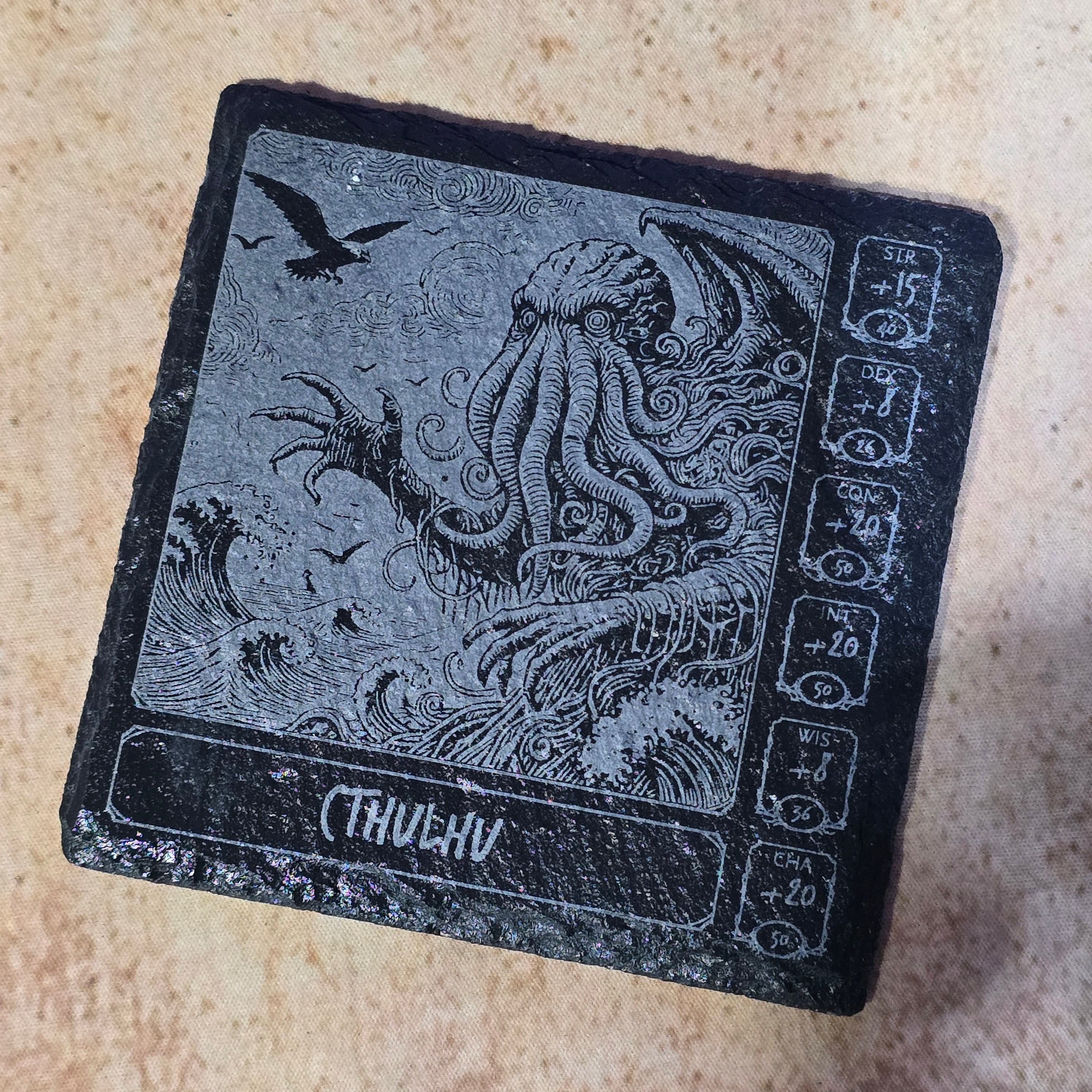 Cthulhu Stats Slate Coaster