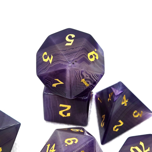 Purple Agate - Gemstone Dice Set