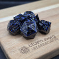 Stripes - Black Blue - Metal Dice Set