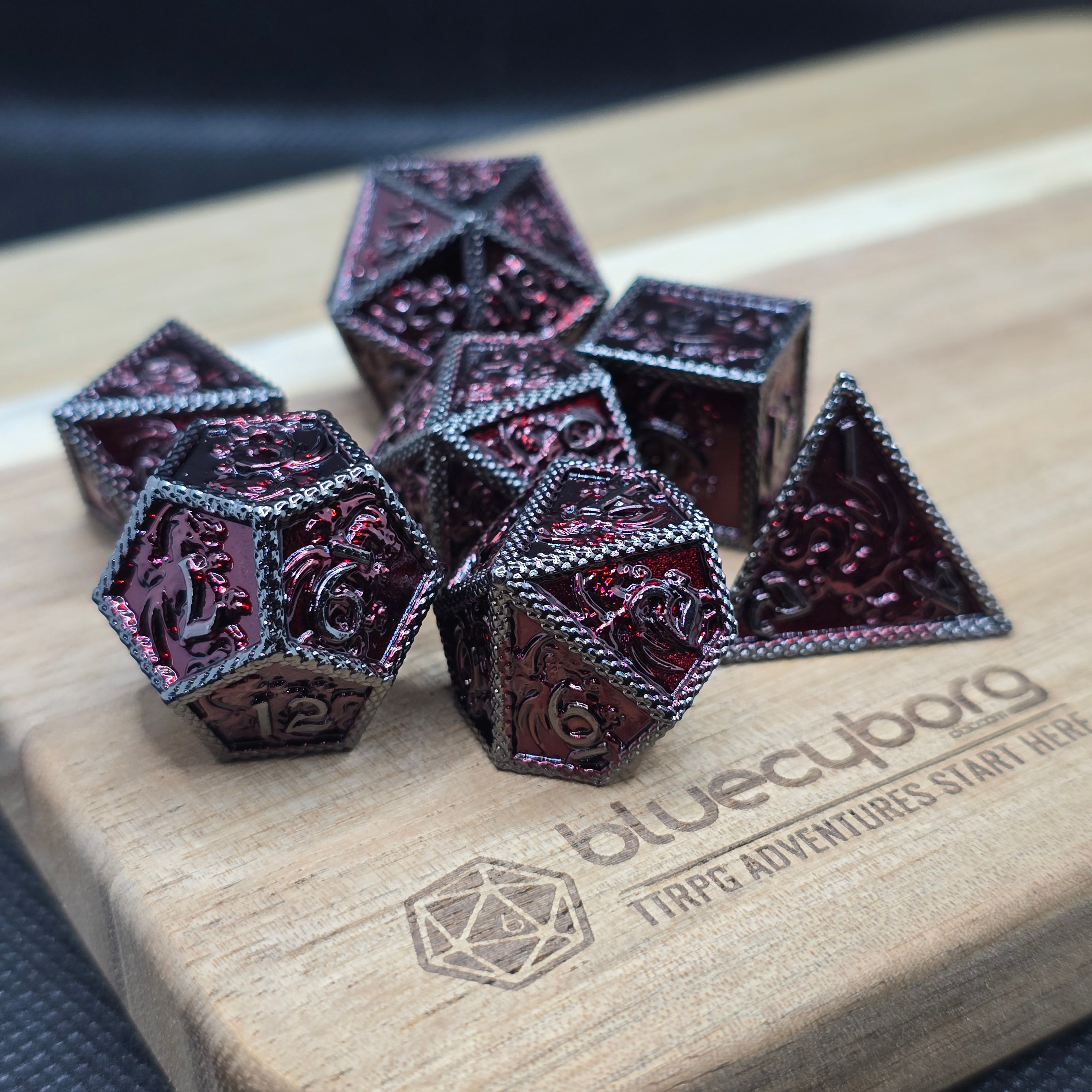 Dragon - Red - Dragon Themed - Metal Dice Set