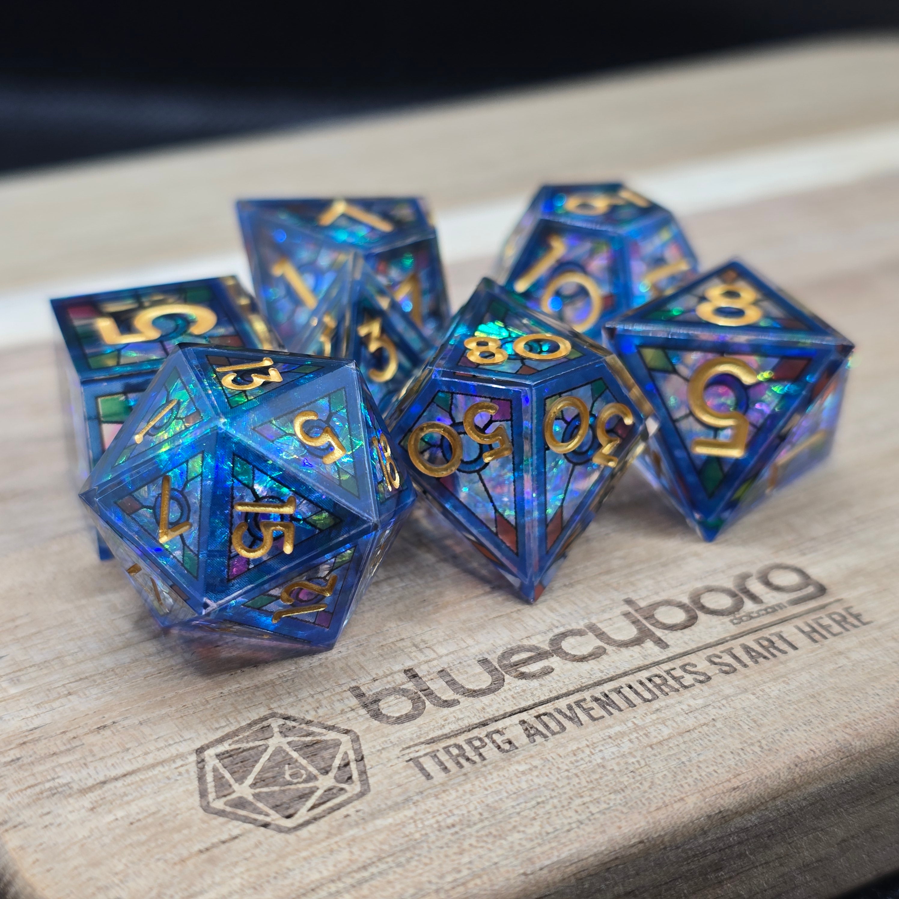Sky Shards - Stained Glass Style - Shell Resin Dice Set
