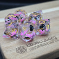 Kitty Sparkles Pink - Cat Themed - Liquid Core Resin Dice Set