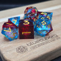 Quicksand Red / Blue - Liquid Core Resin Dice Set