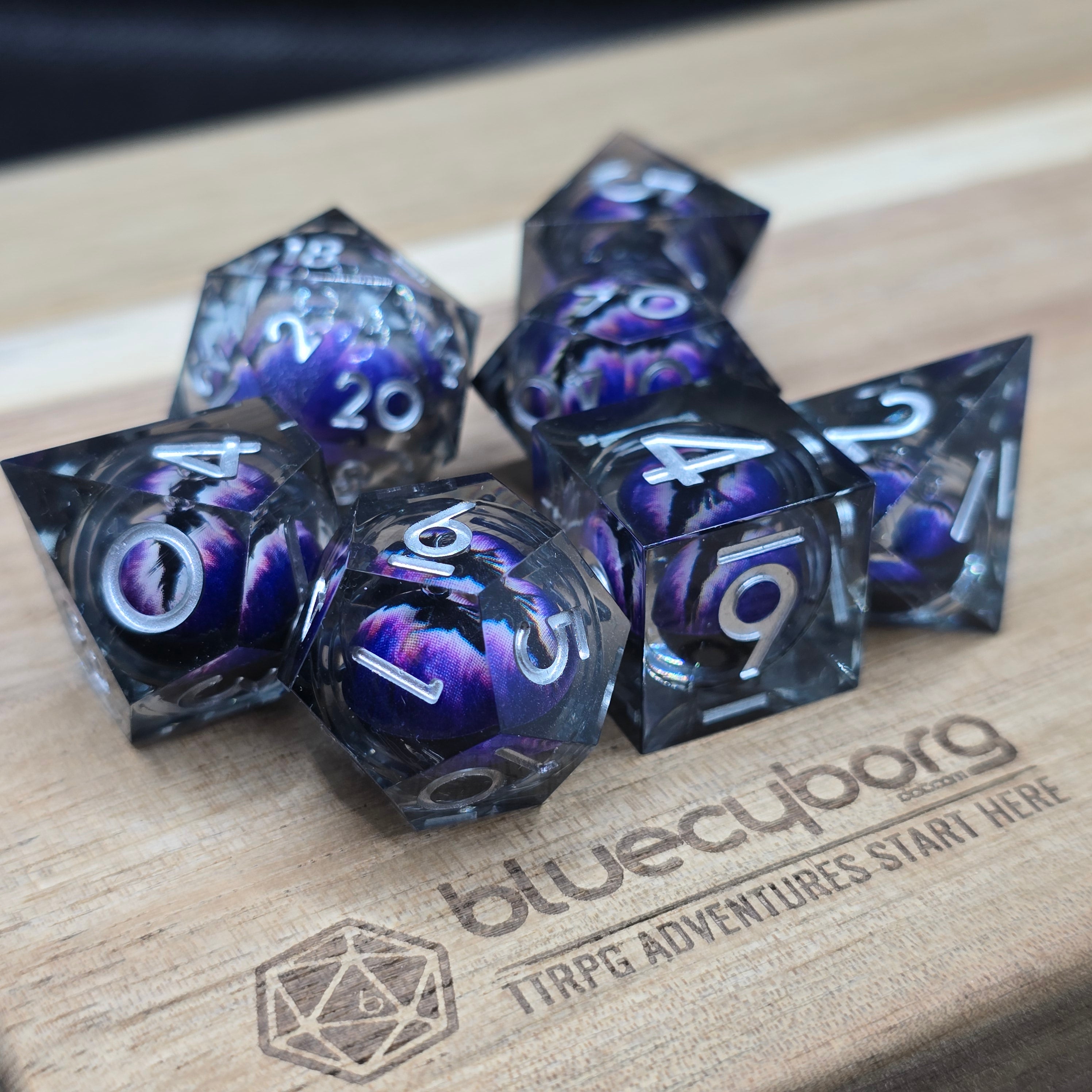 Dragon Eye Black / Purple - Liquid Core Resin Dice Set