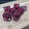 Dragon Eye Infernal Red - Moving Eye - Liquid Core Resin Dice Set