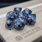 Skull With Roses - Horror Themed - Liquid Core Resin Dice Set