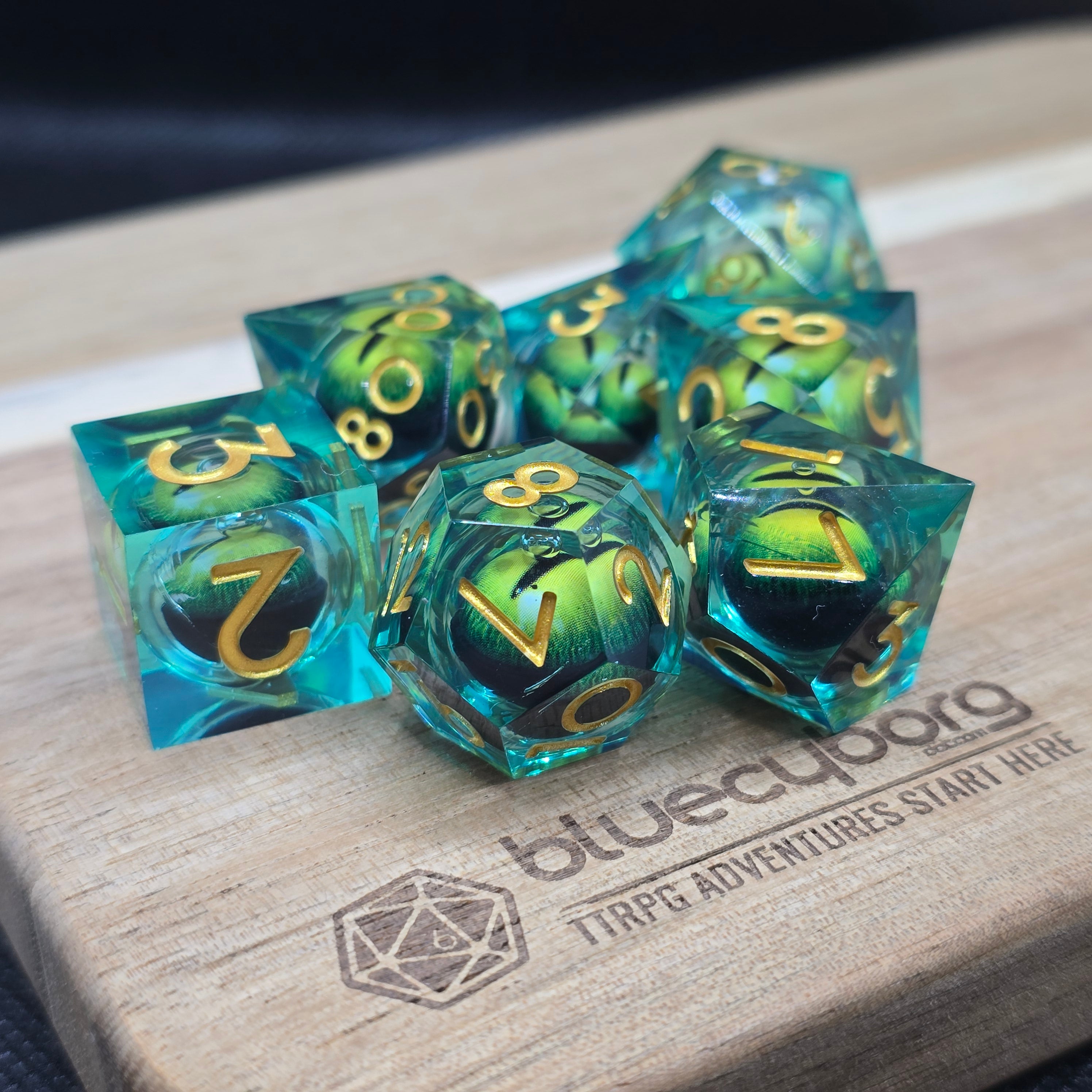 Dragon Eye Green - Liquid Core Resin Dice Set