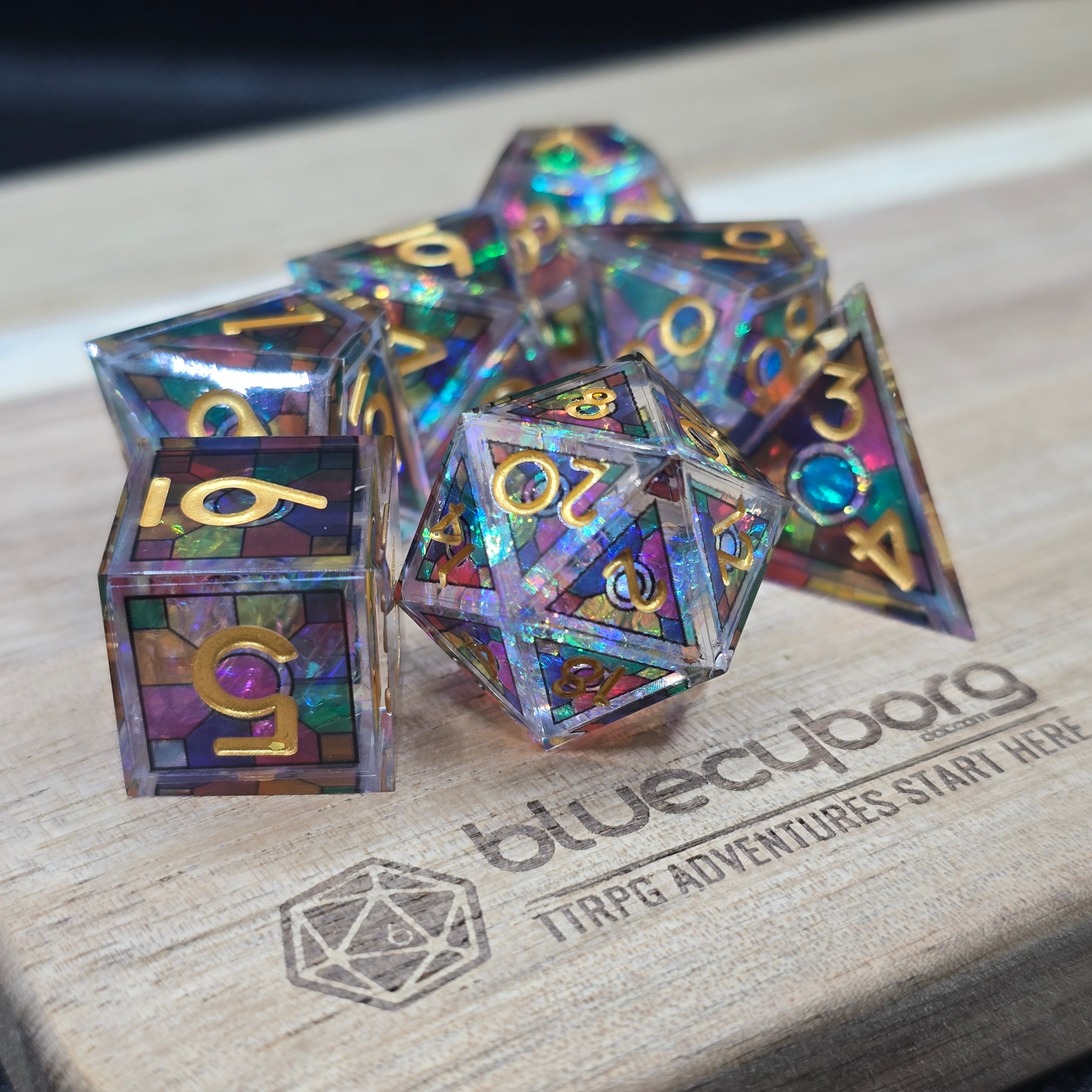 Sanctum Shards - Stained Glass Style - Shell Resin Dice Set