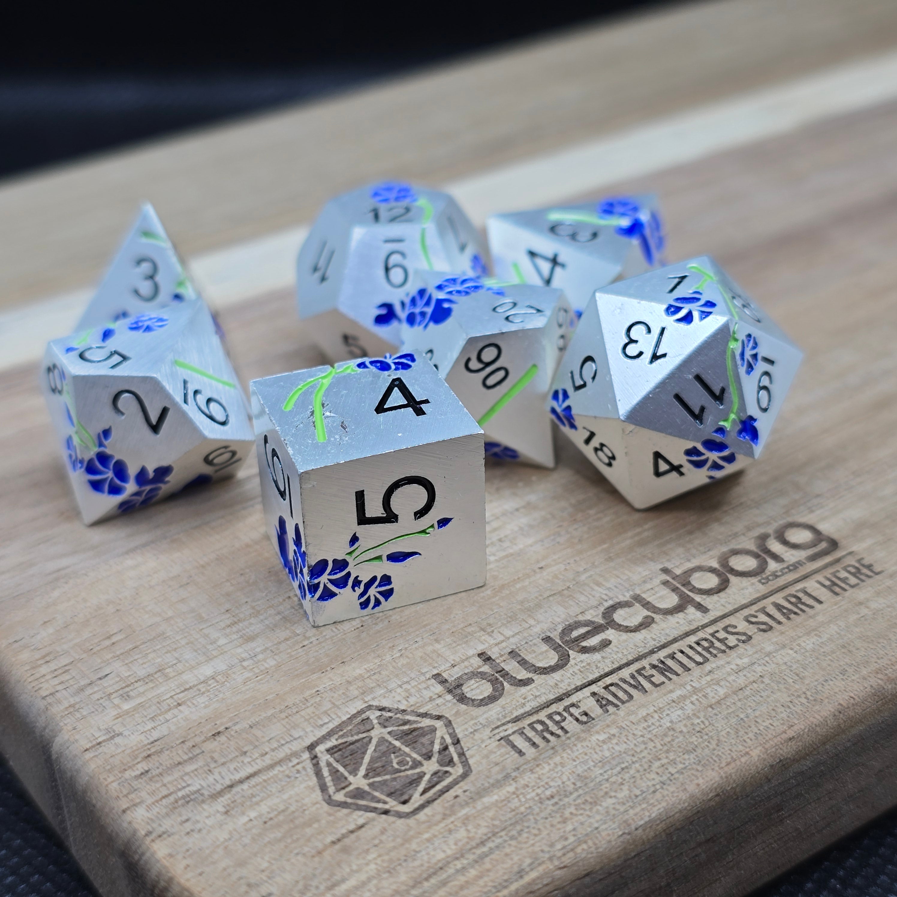 Floral - Silvery Orchid Flower - Floral Themed - Metal Dice Set