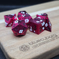 Floral - Red White Flower - Floral Themed - Metal Dice Set