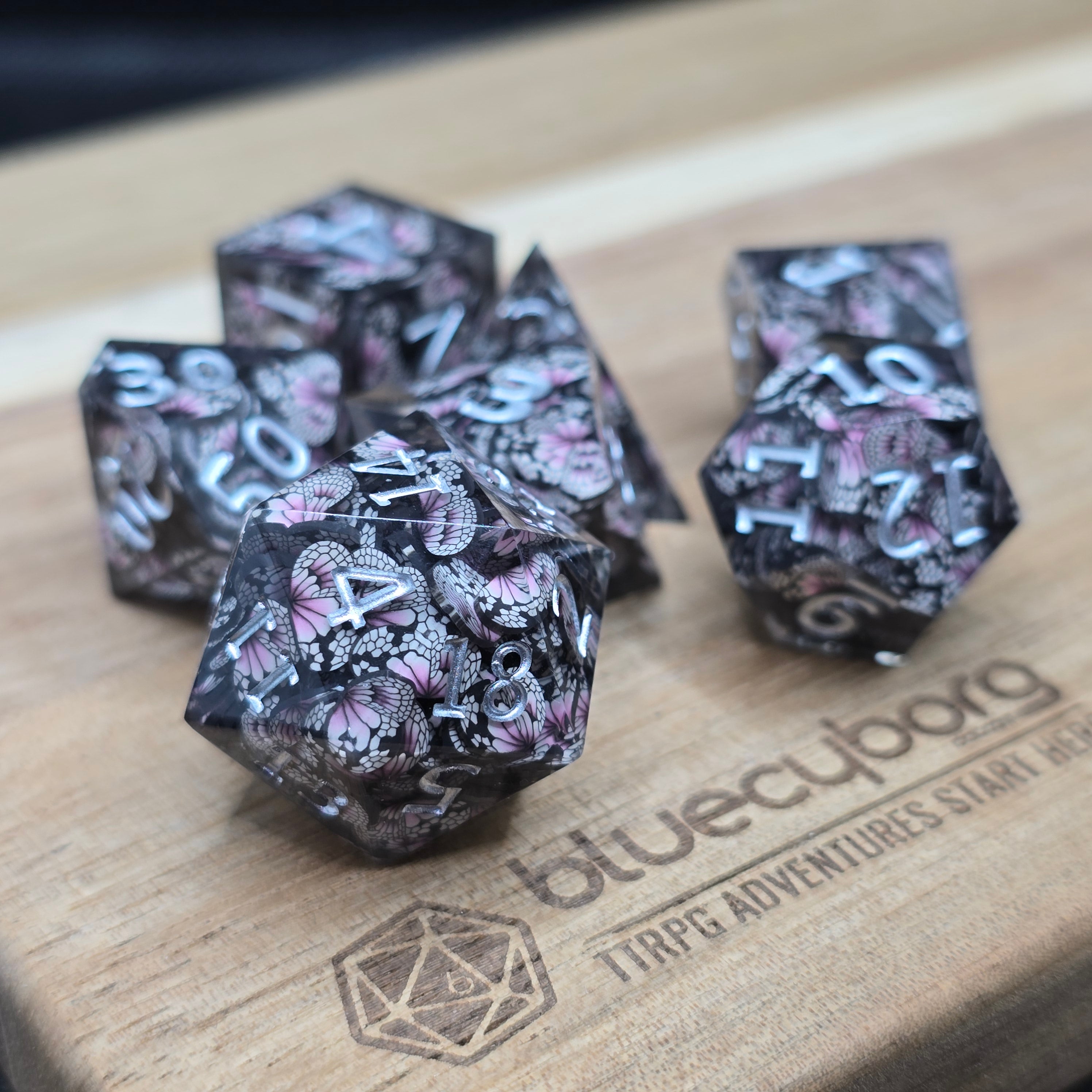 Pink Butterfly - Resin Dice Set