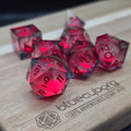 Quicksand Glow Red - Liquid Core Resin Dice Set