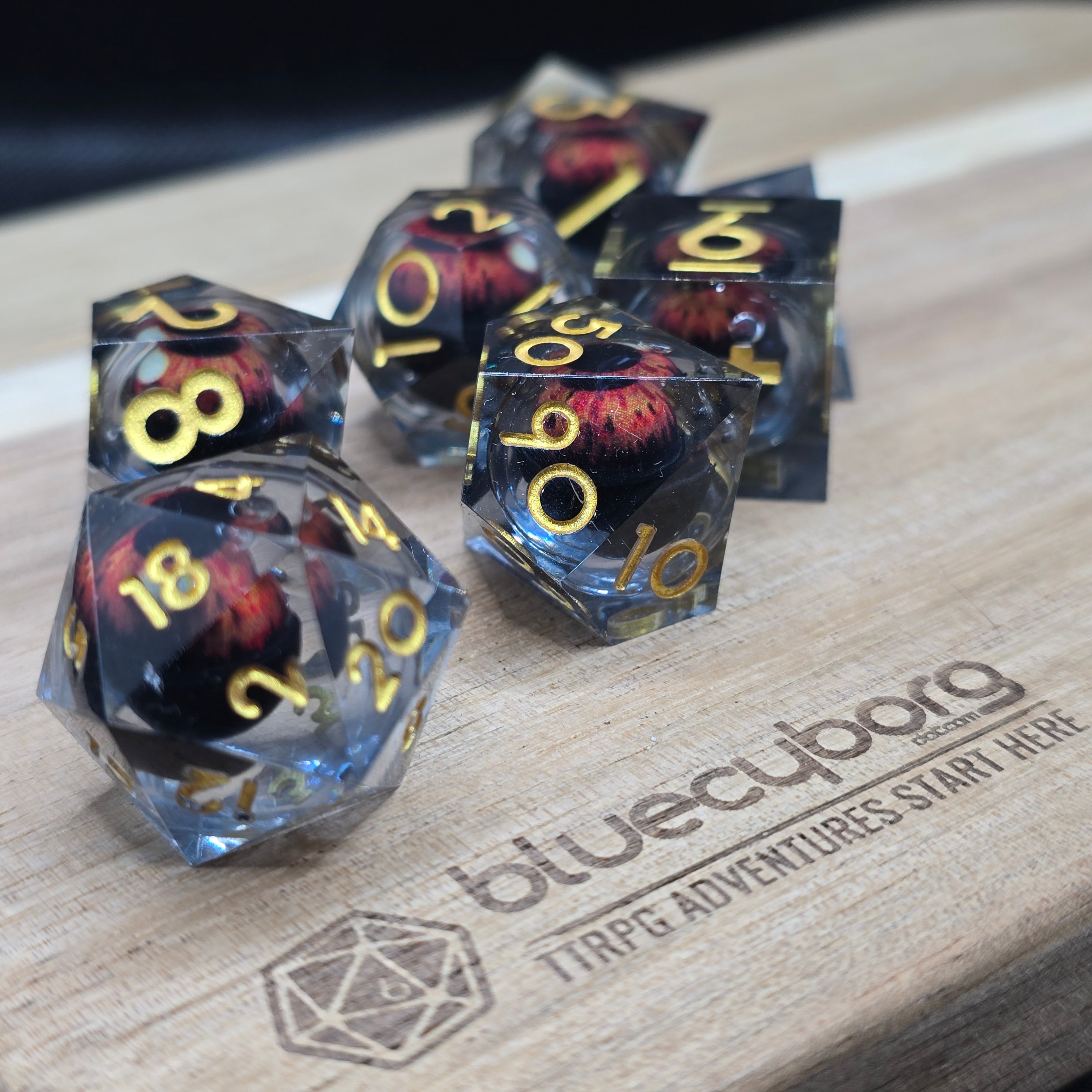 Ogre Eye Red - Moving Eye - Liquid Core Resin Dice Set