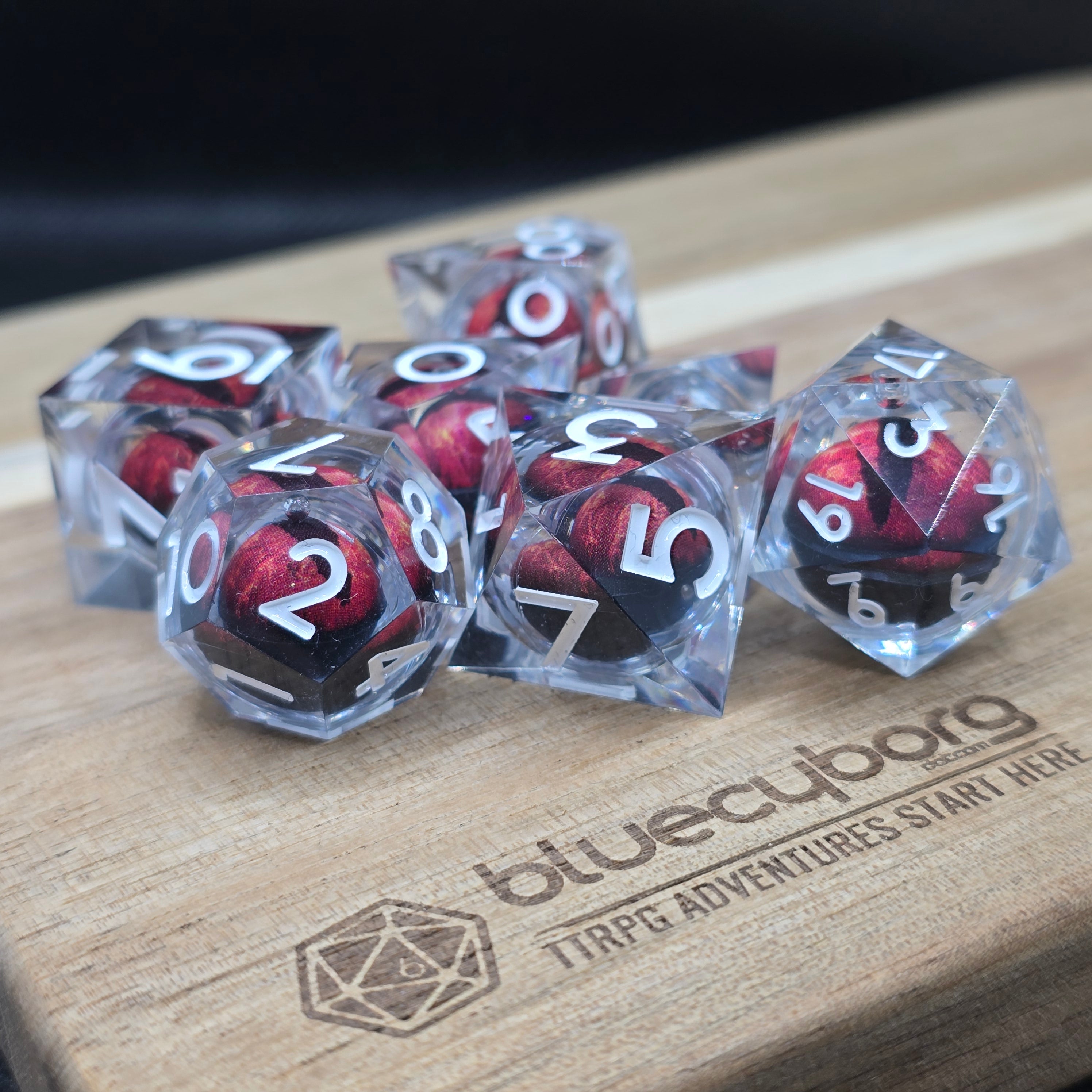 Dragon Eye Hell Fire - Liquid Core Resin Dice Set