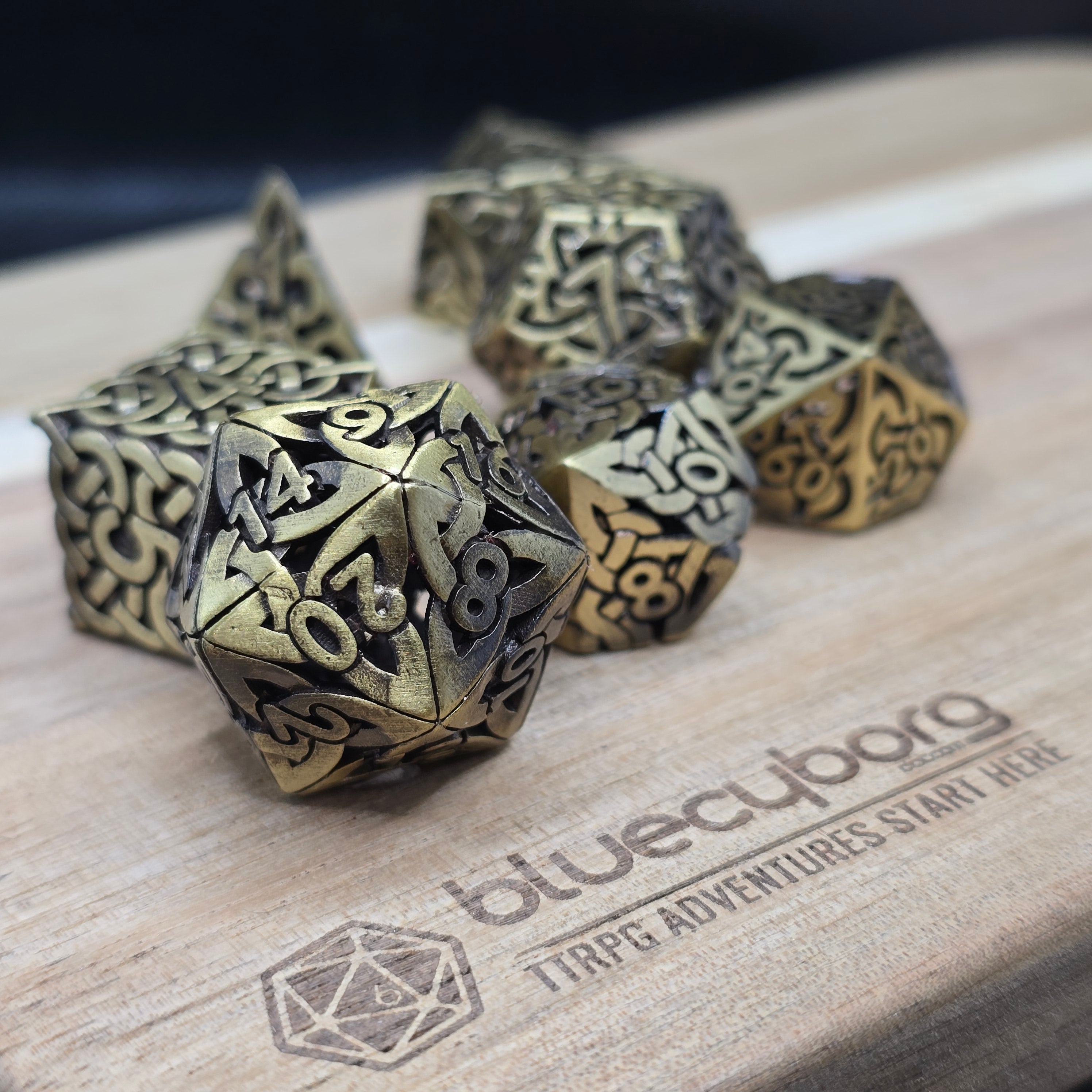 Celtic - Ancient Bronze - Hollow - Metal Dice Set