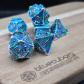 Dragon Scale - Blue / Green - Dragon Themed - Metal Dice Set