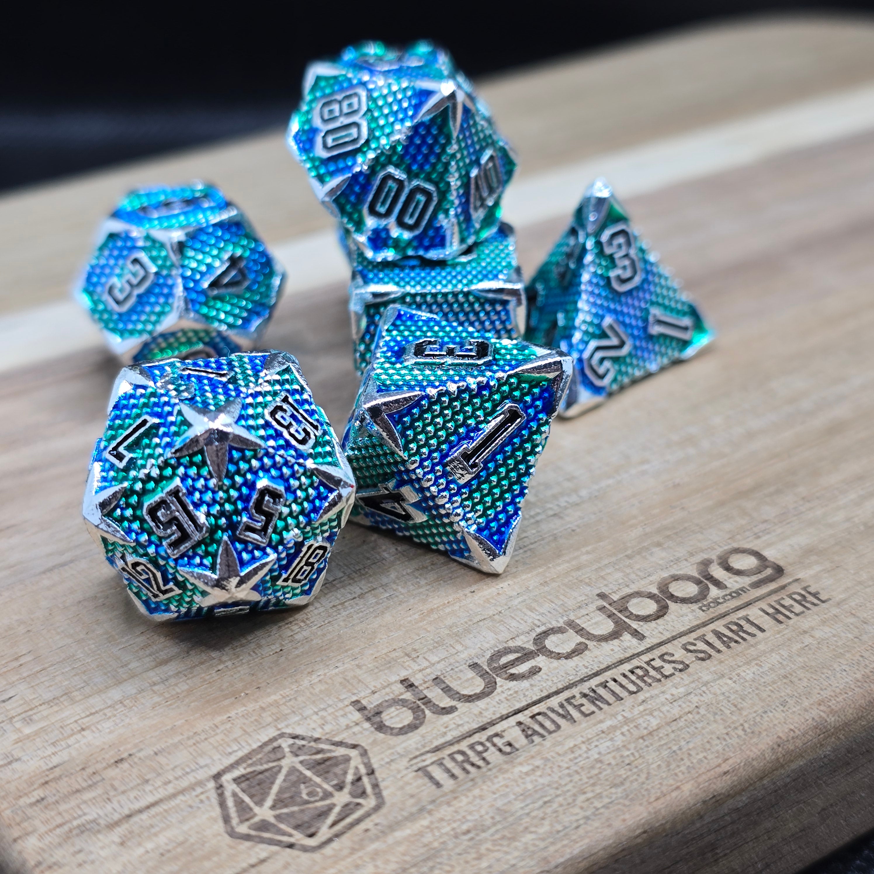 Dragon Scale - Blue / Green - Metal Dice Set