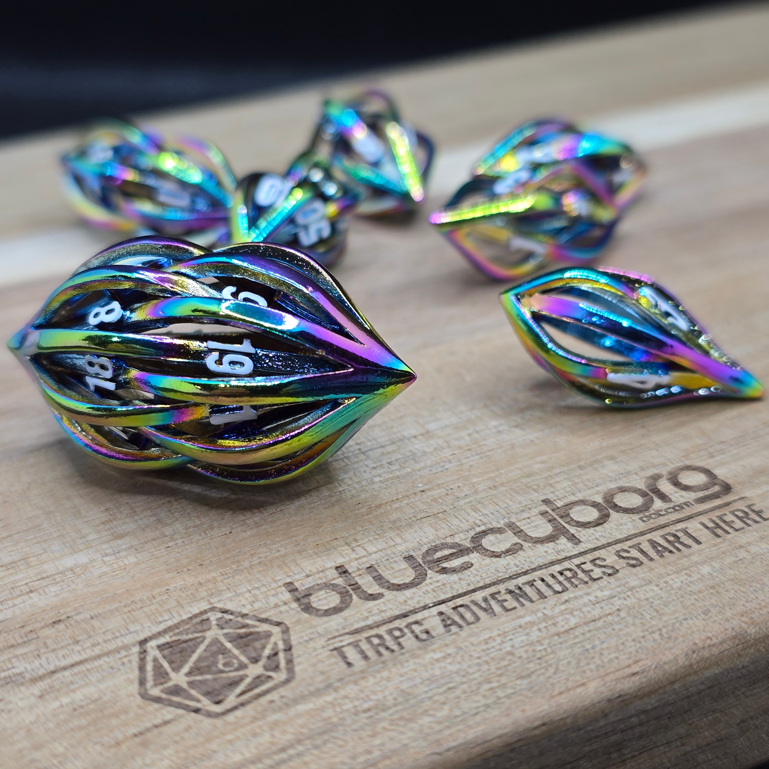 Elven - Rainbow - Metal Dice Set