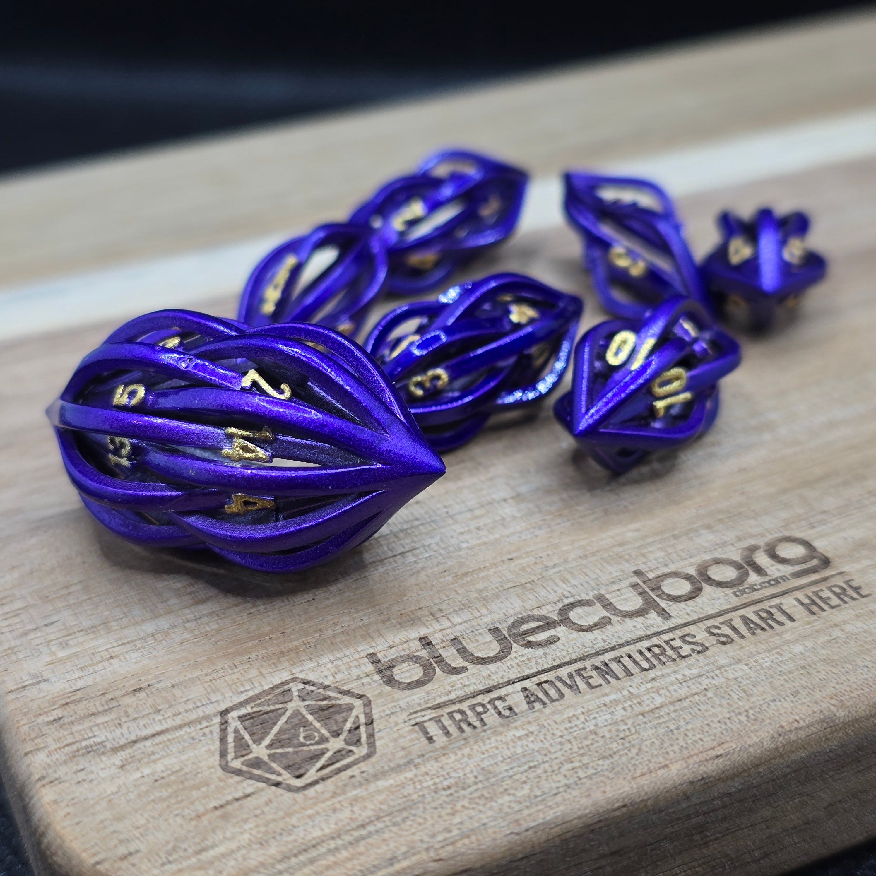 Elven - Warlock Purple - Metal Dice Set