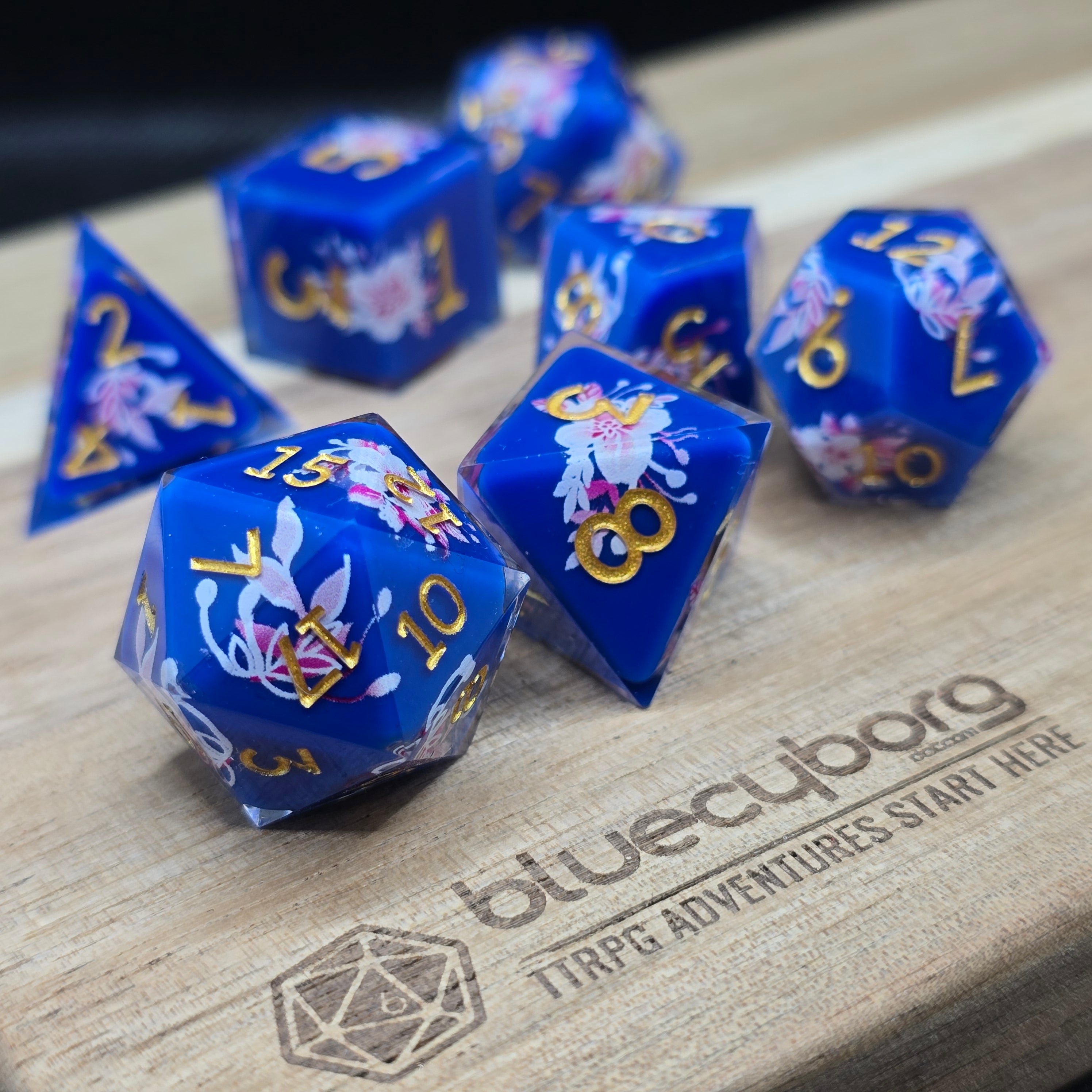 Moonlit Blossoms - Shell Resin Dice Set