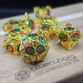 Quiver's Quest - Red/Green Gold - Hollow - Metal Dice Set