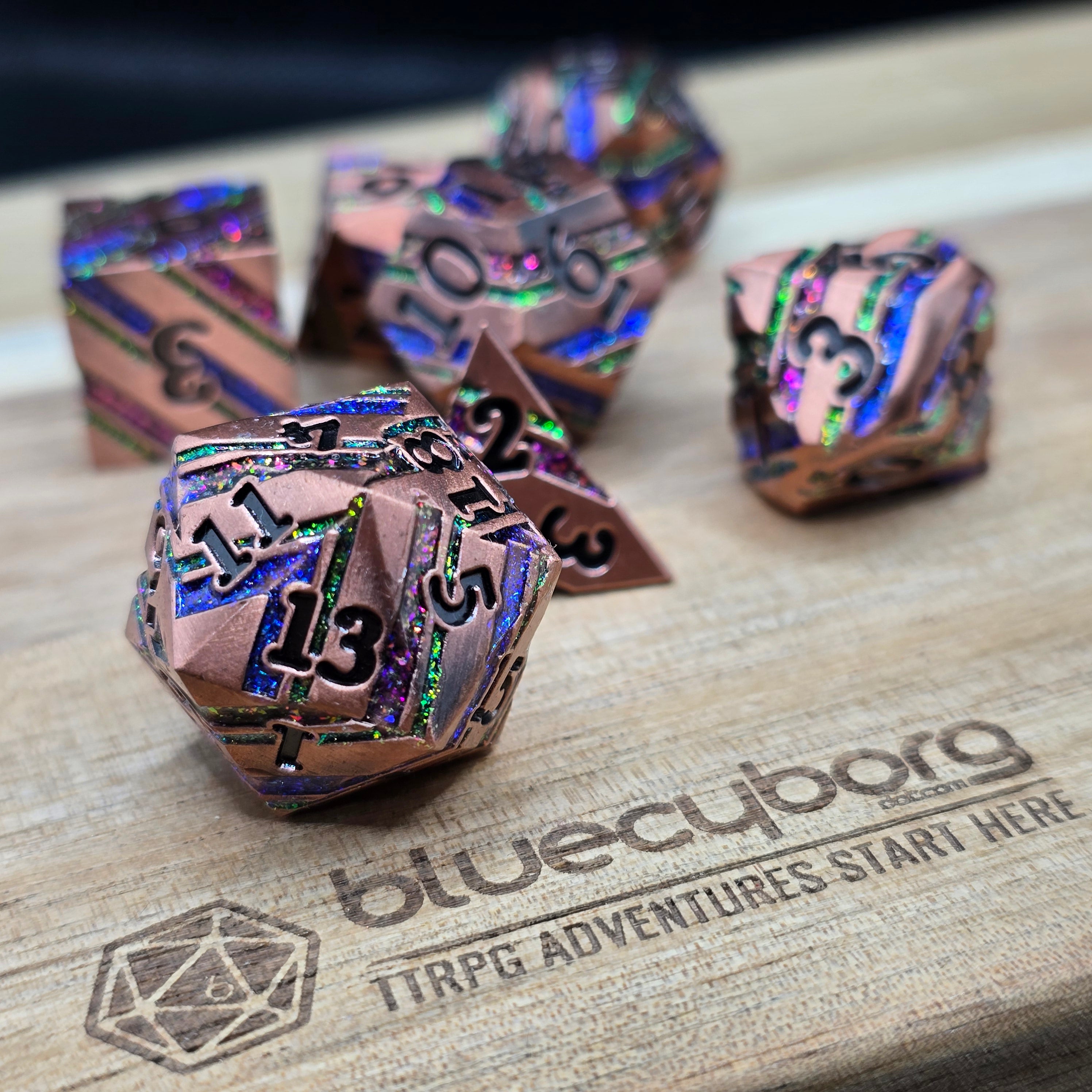Strata -  Bronze Rainbow - Metal Dice Set