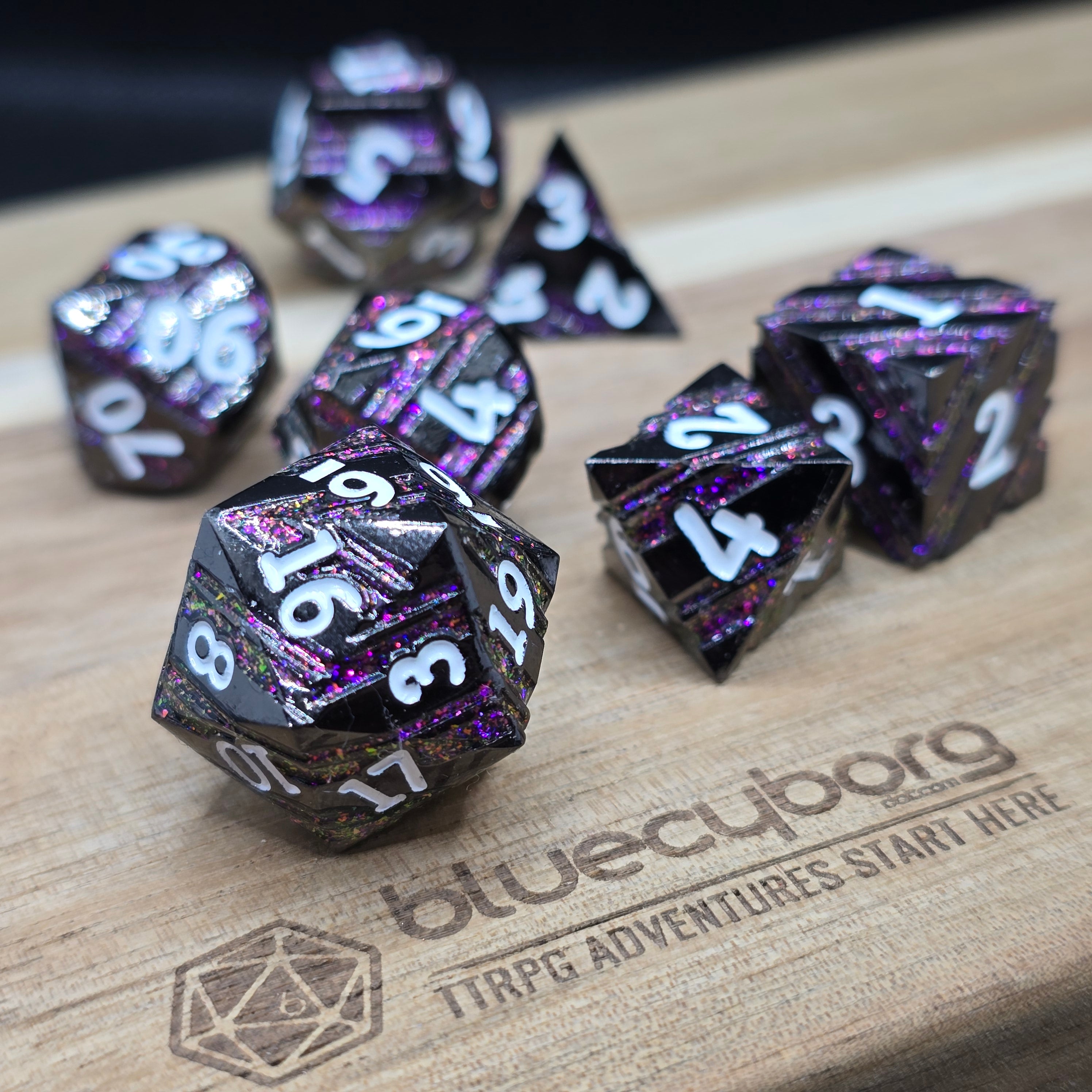 Strata -  Purple Stripes - Metal Dice Set