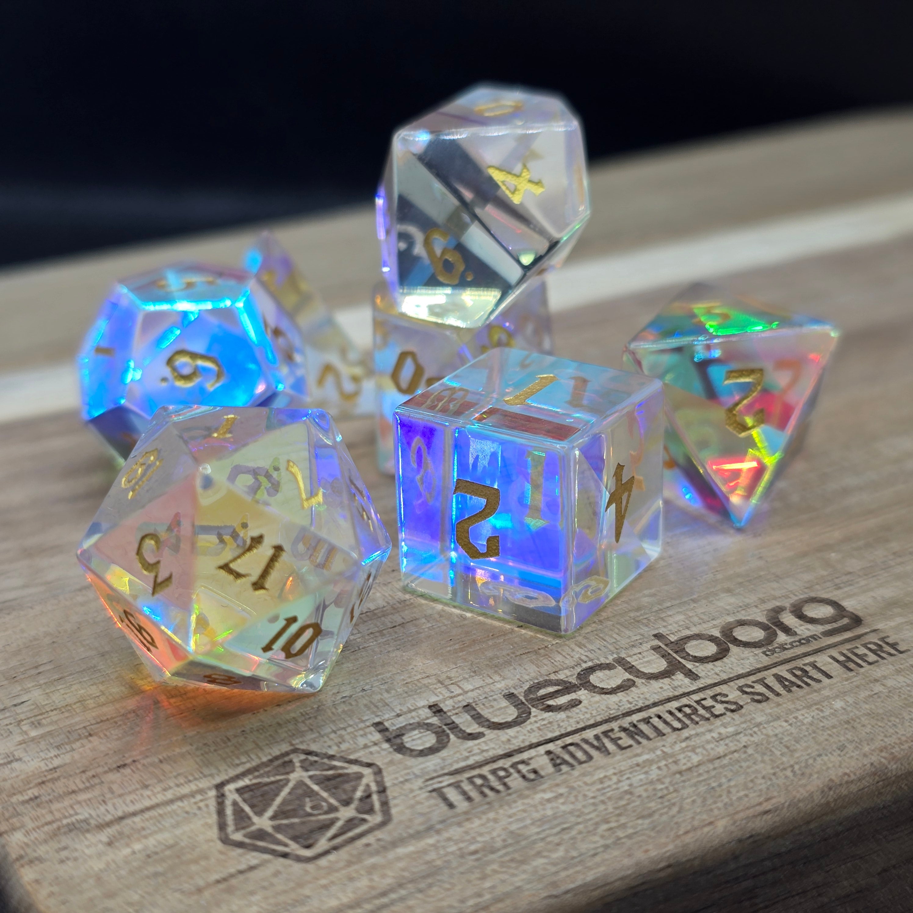 Rainbow Prism Glass - Glass Dice Set