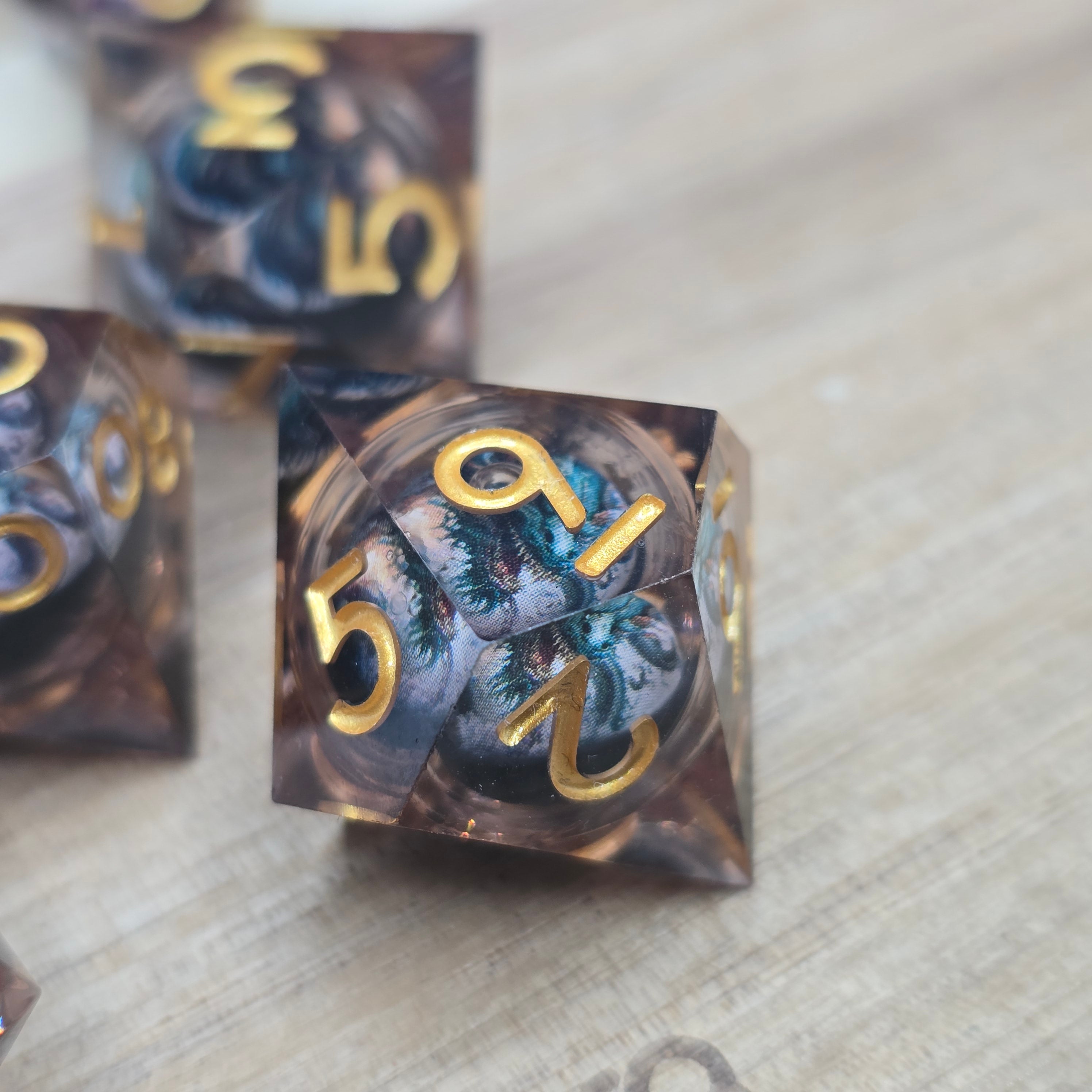 Dragon Black / Green - Liquid Core Resin Dice Set