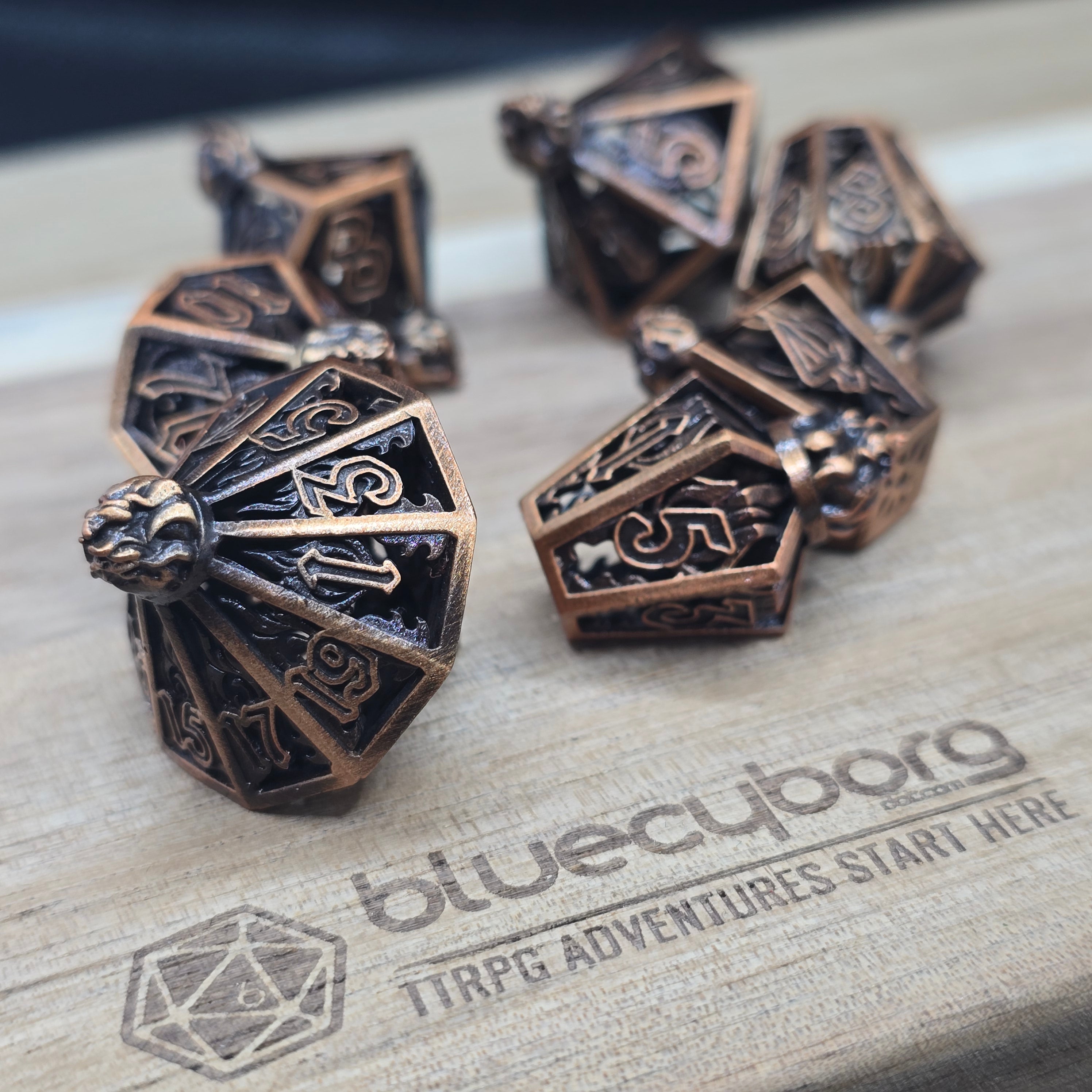 Torches - Copper - Hollow - Metal Dice Set