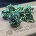 Lotus Flower - Green - Floral Themed - Metal Dice Set