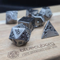 Floral - Ancient Grey Black Flower - Metal Dice Set