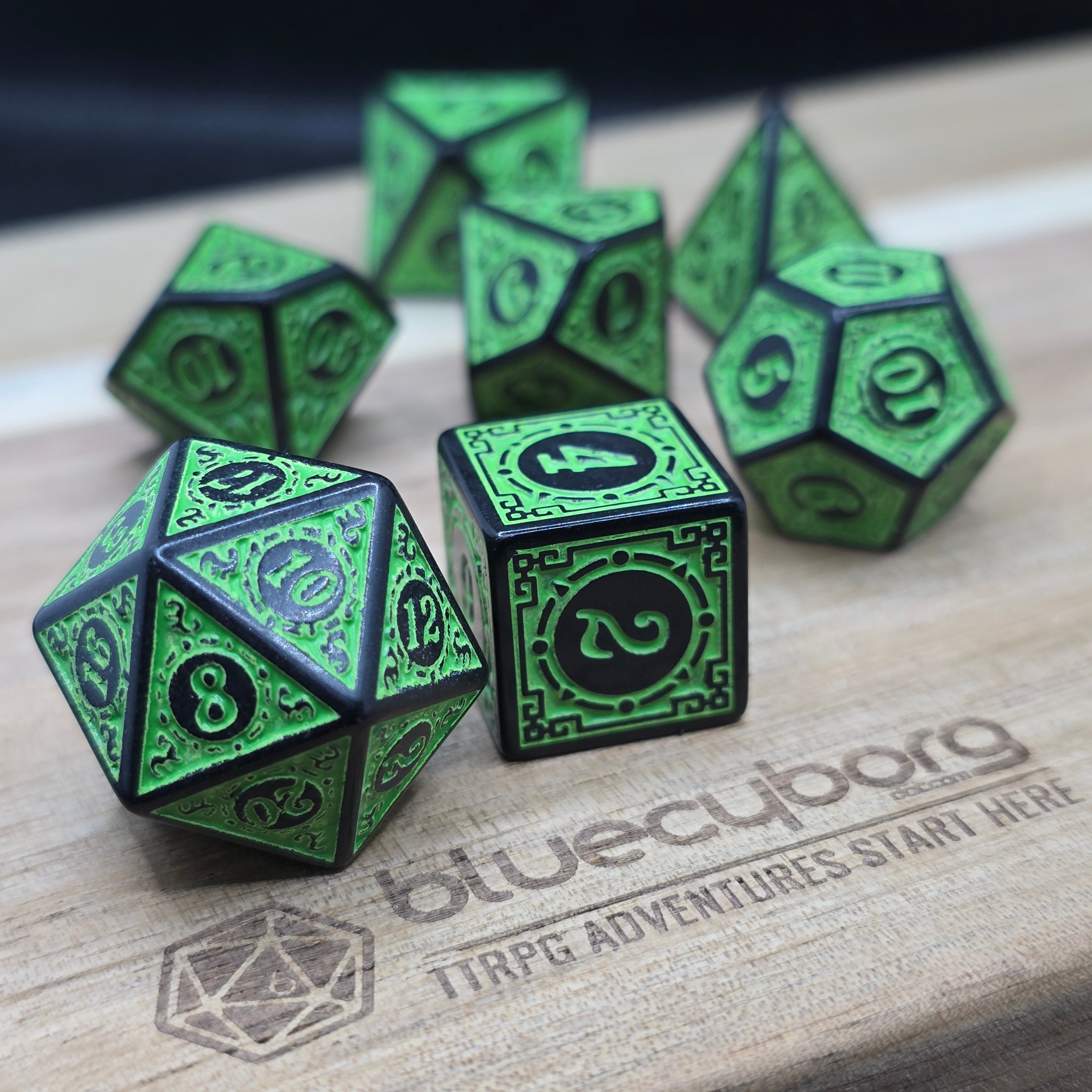 Emerald Orbit - Arcane Orbits - Acrylic Dice Set