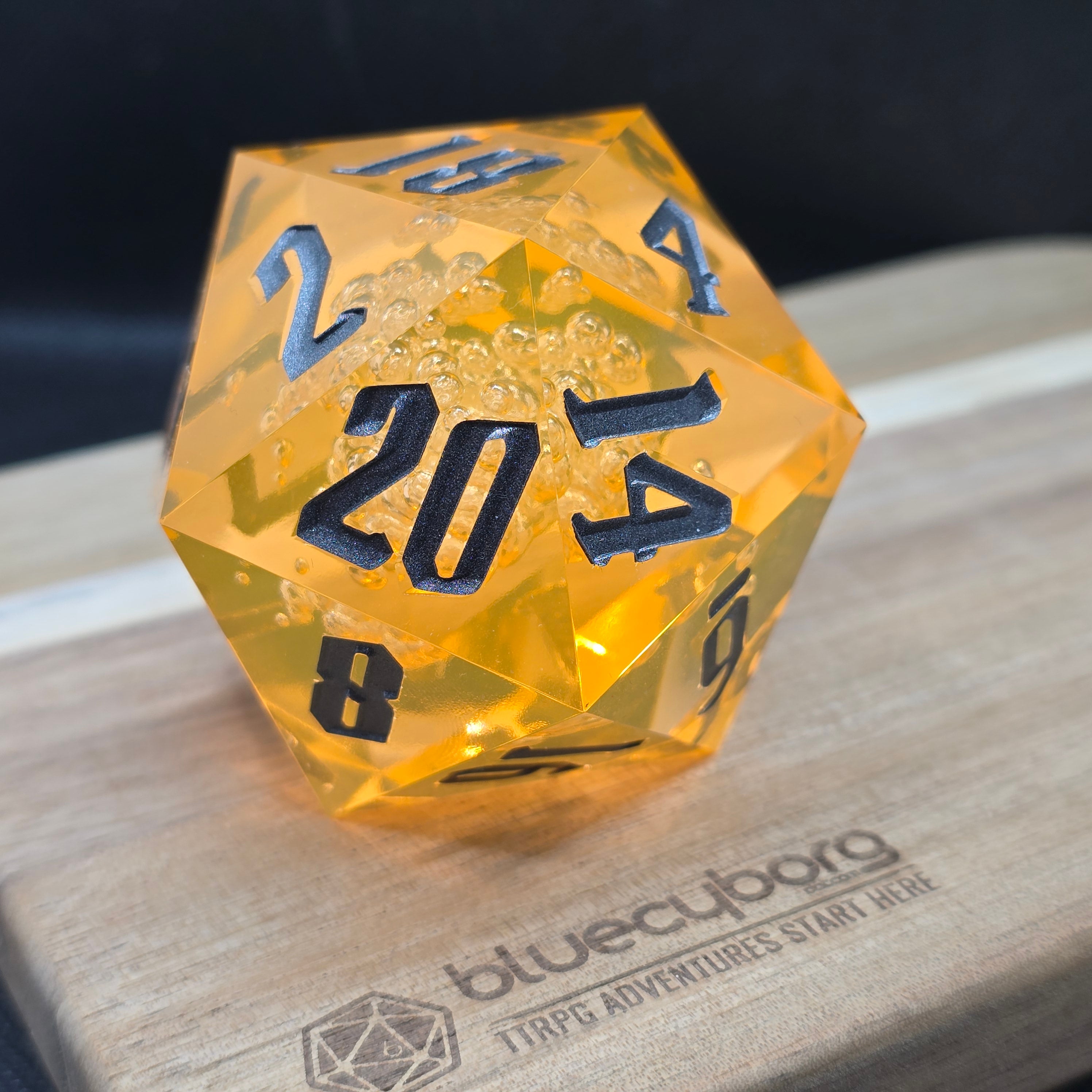Crystal Yellow Bubbles - 55mm D20 Chonk