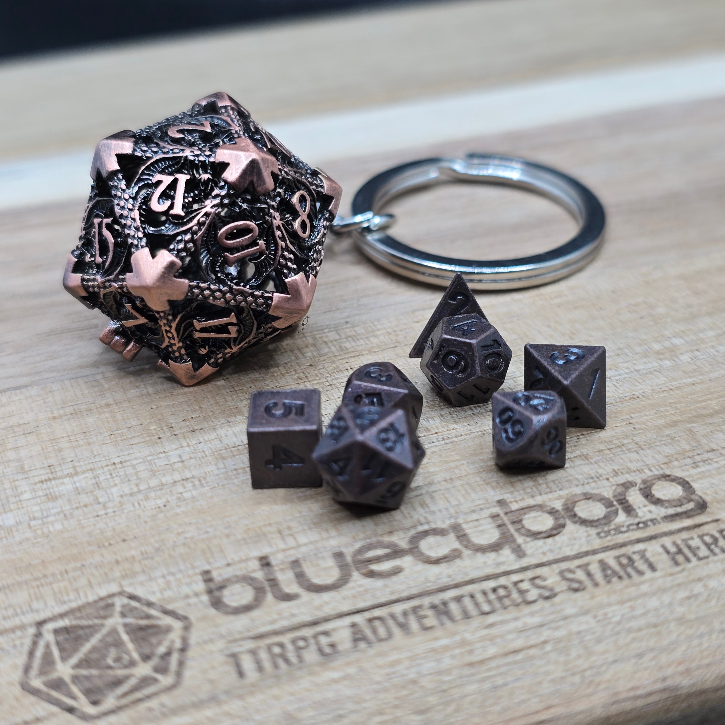 Dragon D20 - Red Copper - Mini Metal Dice Set With Keyring Case