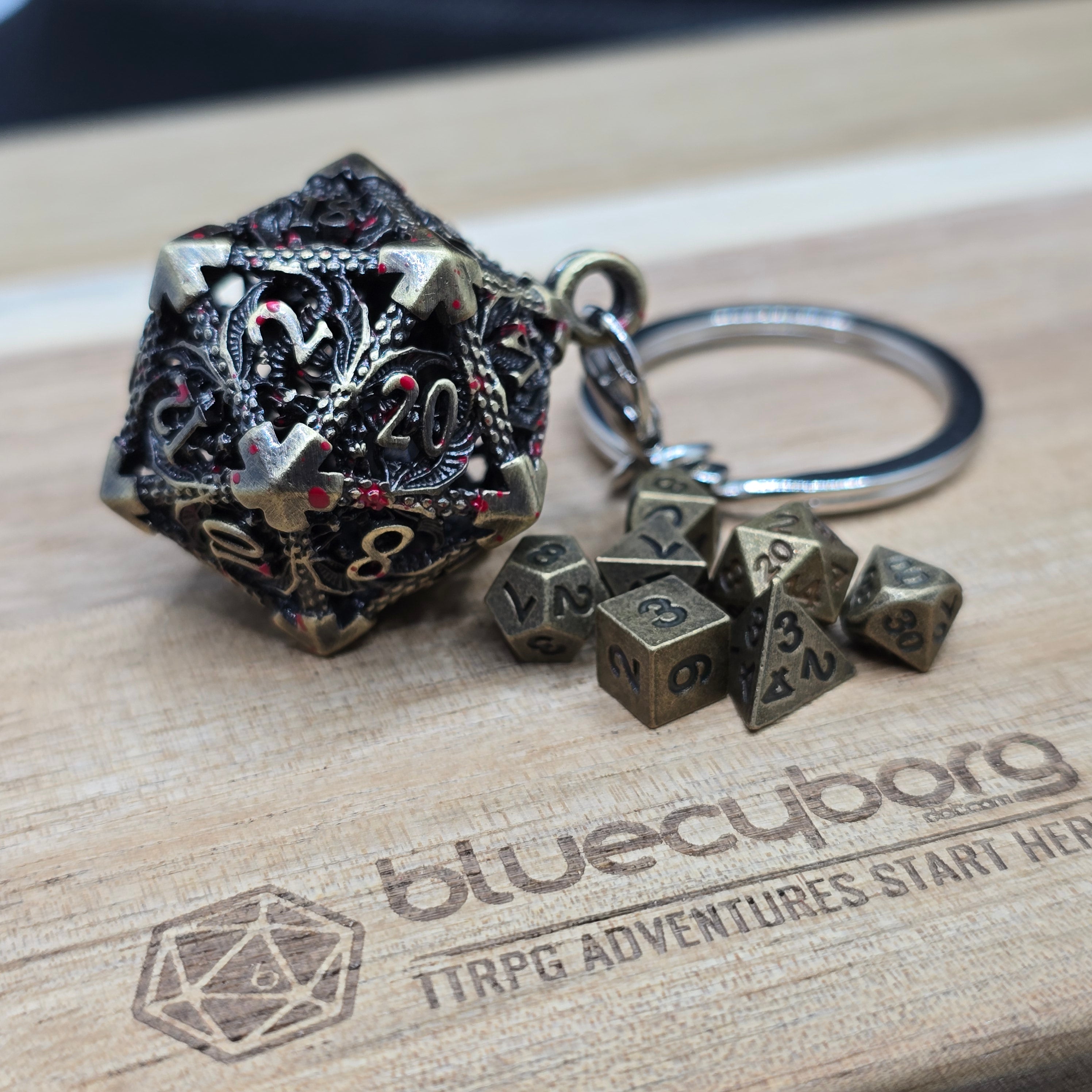 Dragon D20 - Bloodied - Mini Metal Dice Set With Keyring Case
